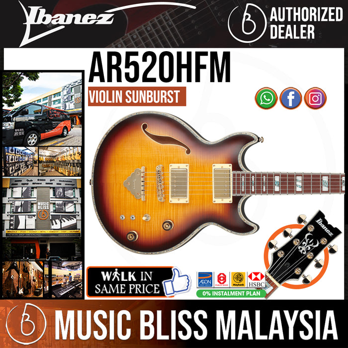 Ibanez Standard AR520HFM Semi-hollowbody Electric Guitar - Violin Sunburst - Music Bliss Malaysia