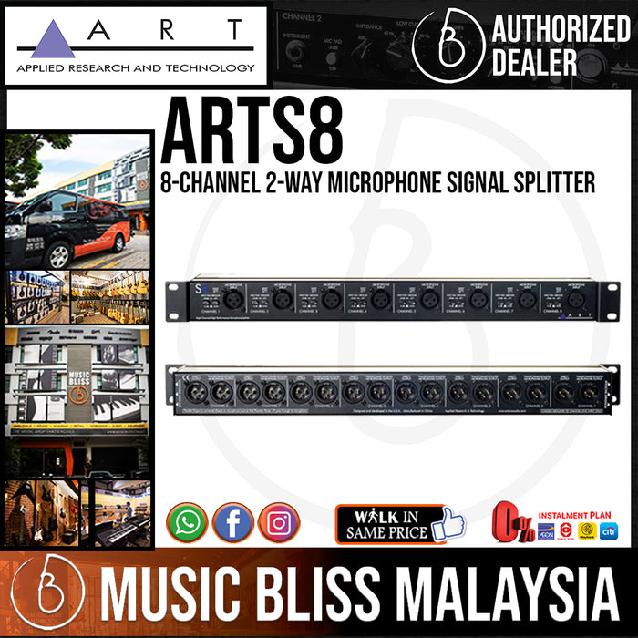 ART S8 8-channel 2-way Microphone Signal Splitter with Ground-lift switches and Attenuation Pads (S-8) - Music Bliss Malaysia