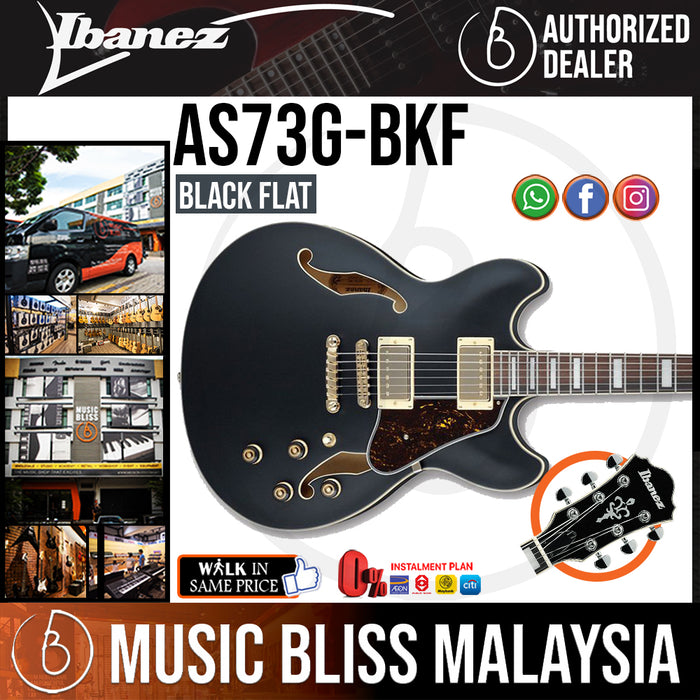 Ibanez Artcore AS73G - Black Flat (AS73G-BKF) - Music Bliss Malaysia