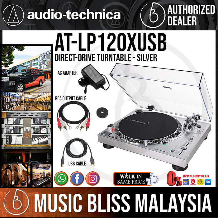 Audio Technica AT-LP120XUSB Direct Drive Turntable with USB - Silver (ATLP120XUSB/AT LP120XUSB) - Music Bliss Malaysia