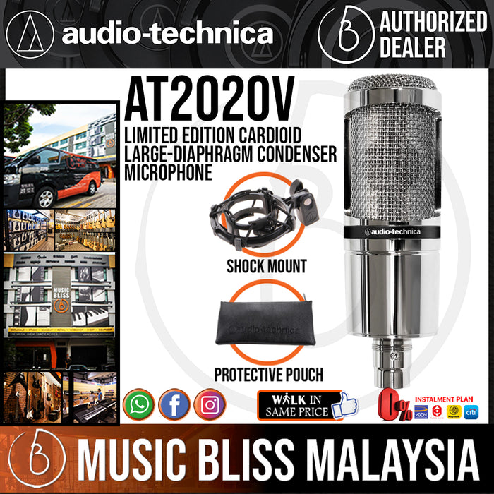 Audio Technica AT2020V Limited Edition Cardioid Large-diaphragm Condenser Microphone (Audio-Technica AT2020-V / AT2020 V) *MCO Promotion* - Music Bliss Malaysia