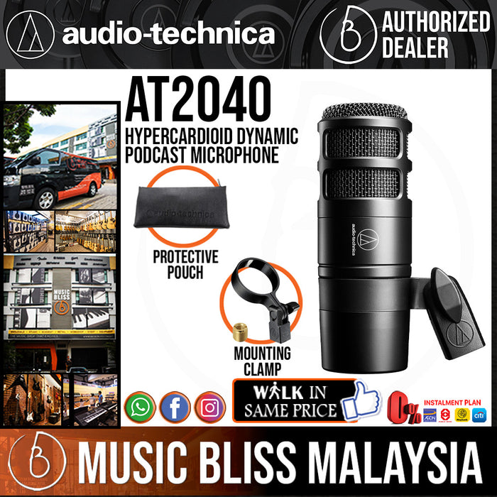 Audio Technica AT2040 Hypercardioid Dynamic Podcast Microphone - Music Bliss Malaysia
