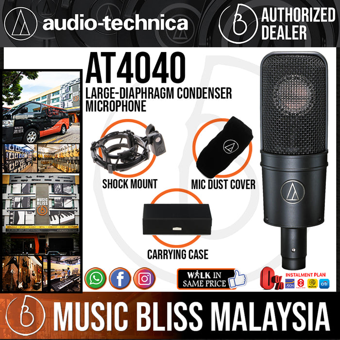 Audio Technica AT4040 Large-diaphragm Condenser Microphone (Audio-Technica AT-4040 / AT 4040) - Music Bliss Malaysia