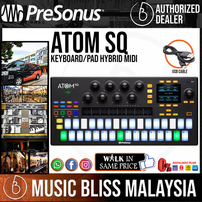 PreSonus ATOM SQ Keyboard/Pad Hybrid MIDI Keyboard/Pad Performance and Production Controller - Music Bliss Malaysia