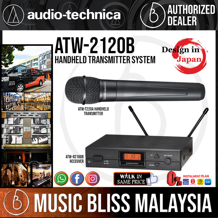 Audio Technica ATW-2120b Systems 2000 (Handheld Transmitter System) with ATW-T220a Handheld Microphone - Music Bliss Malaysia