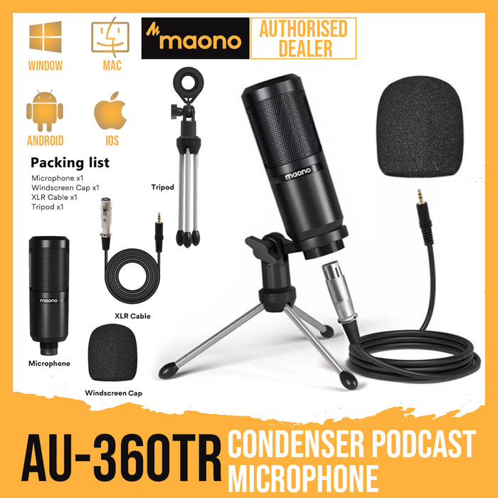 Maono AU-360TR Condenser Podcast Microphone - Music Bliss Malaysia