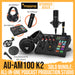 Maono MAONOCASTER AU-AM100 K2 Solo Bundle All-In-One Podcast Production Studio with Condenser Mic and Headphone (AUAM100 K2 / AU AM100 K2) - Music Bliss Malaysia