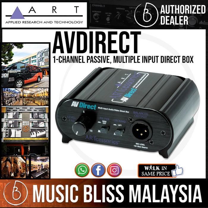 ART AVDirect 1-channel Passive, Multiple Input Direct Box - Music Bliss Malaysia