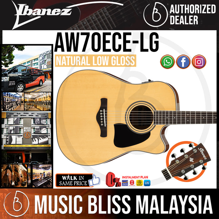Ibanez AW70ECE - Natural Low Gloss (AW70ECE-LG) - Music Bliss Malaysia