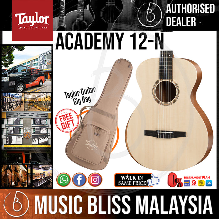 Taylor Academy 12-N - Layered Sapele back and sides with Bag (Academy 12N / Academy 12 N) *Crazy Sales Promotion* - Music Bliss Malaysia