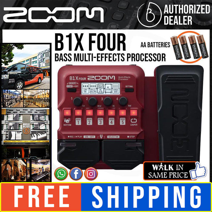 Zoom B1X FOUR Bass Multieffects Processor with Expression Pedal