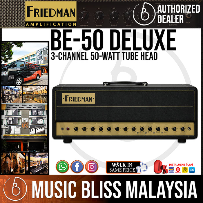 Friedman BE-50 Deluxe 3-channel 50-watt Tube Head - Music Bliss Malaysia