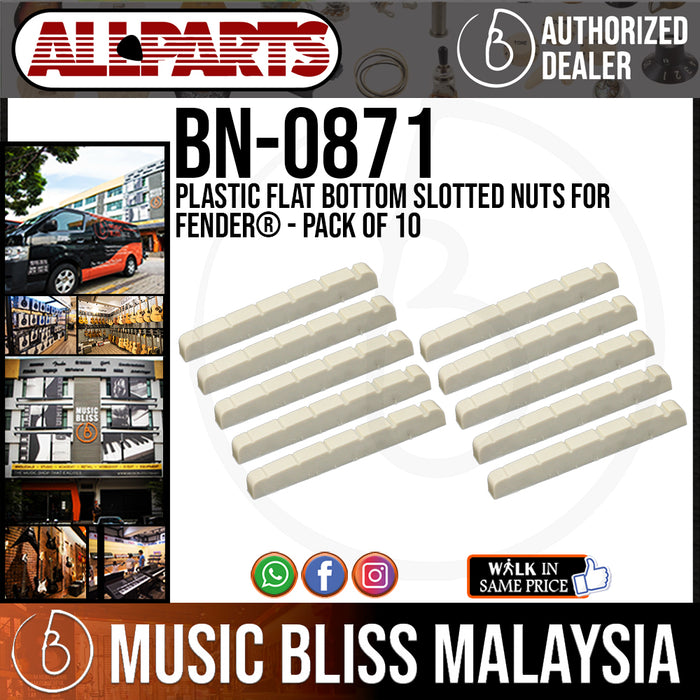 ALLPARTS BN-0871-025 Plastic Flat Bottom Slotted Nuts for Fender® - Pack of 10 (BN0871025) - Music Bliss Malaysia