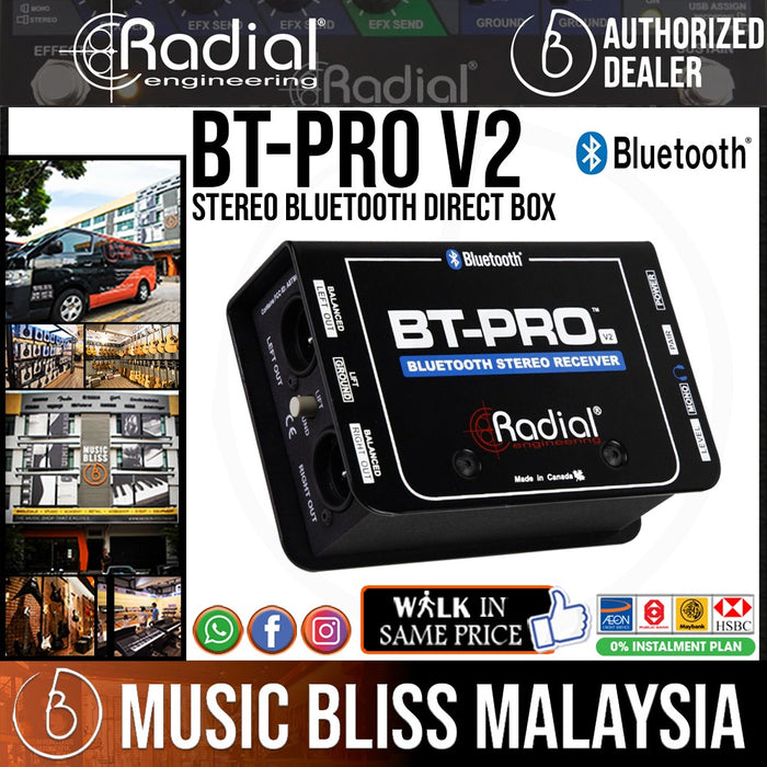 Radial Engineering BT-Pro V2 Bluetooth Receiver 2-channel Active Direct Box - Music Bliss Malaysia