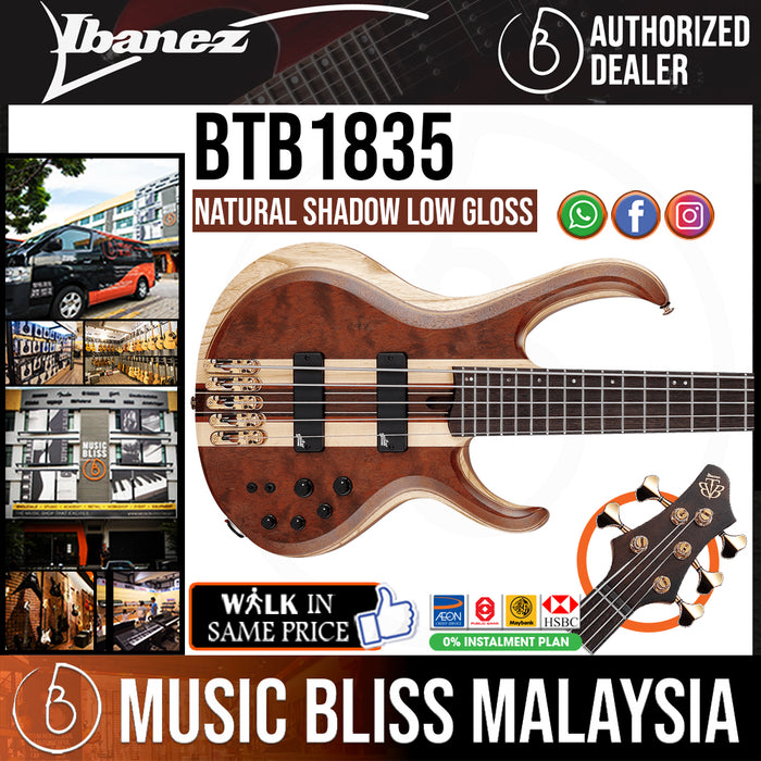 Ibanez Premium BTB1835 Bass Guitar - Natural Shadow Low Gloss - Music Bliss Malaysia