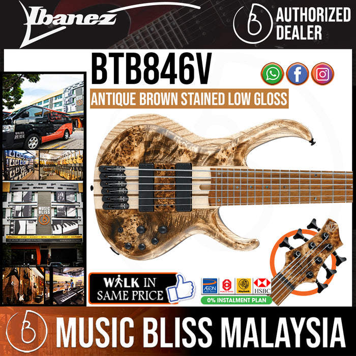 Ibanez Bass Workshop BTB846V Bass Guitar - Antique Brown Stained Low Gloss - Music Bliss Malaysia