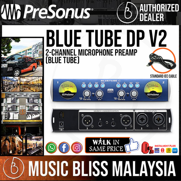 PreSonus BlueTube DP V2 2-channel Microphone Preamp (Blue Tube) - Music Bliss Malaysia