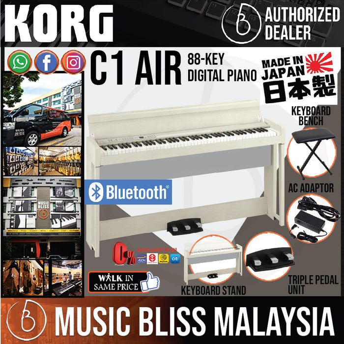 Korg C1 Air Digital Piano with Keyboard Bench - White Ash *0% INSTALLMENT* - Music Bliss Malaysia