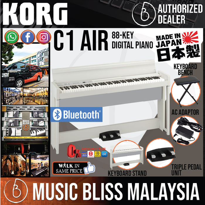 Korg C1 Air Digital Piano with Keyboard Bench - White *0% INSTALLMENT* - Music Bliss Malaysia