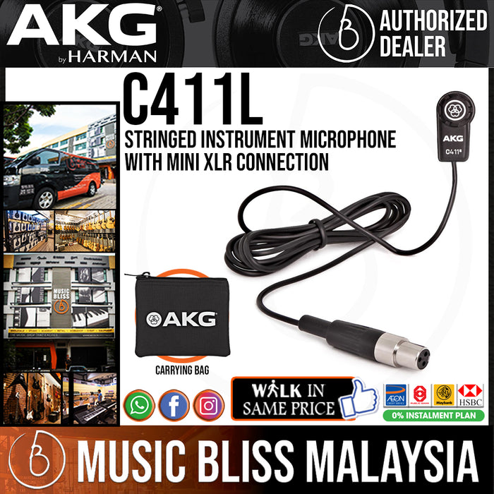 AKG C411L Stringed Instrument Microphone with Mini XLR Connection - Music Bliss Malaysia