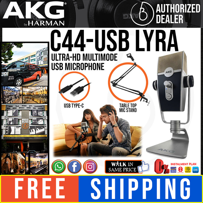 AKG LYRA Multi-pattern USB Microphone with FREE Table Top Mic Stand *Crazy Sales Promotion* - Music Bliss Malaysia
