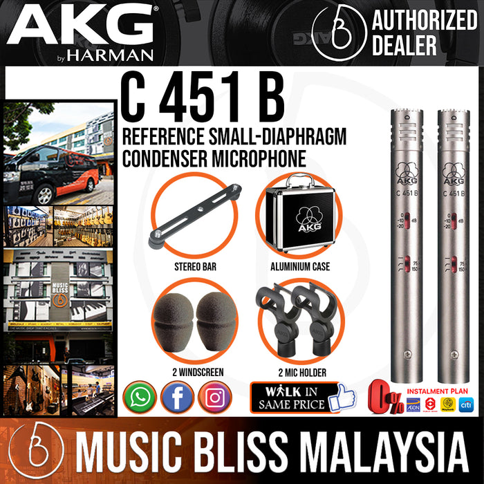 AKG C 451 B Stereo Pair Small-diaphragm Matched (C451 B / C451B) *Everyday Low Prices Promotion* - Music Bliss Malaysia