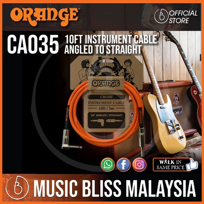 Orange Crush 10ft Instrument Cable Angled to Straight (CA035) - Music Bliss Malaysia