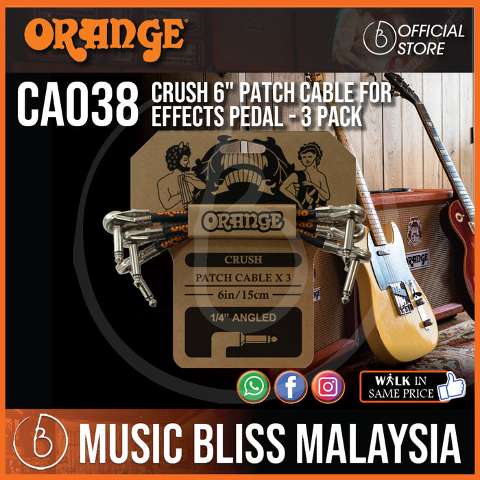 Orange Crush 6" Patch Cable for Effects Pedal - 3 pack (CA038) - Music Bliss Malaysia