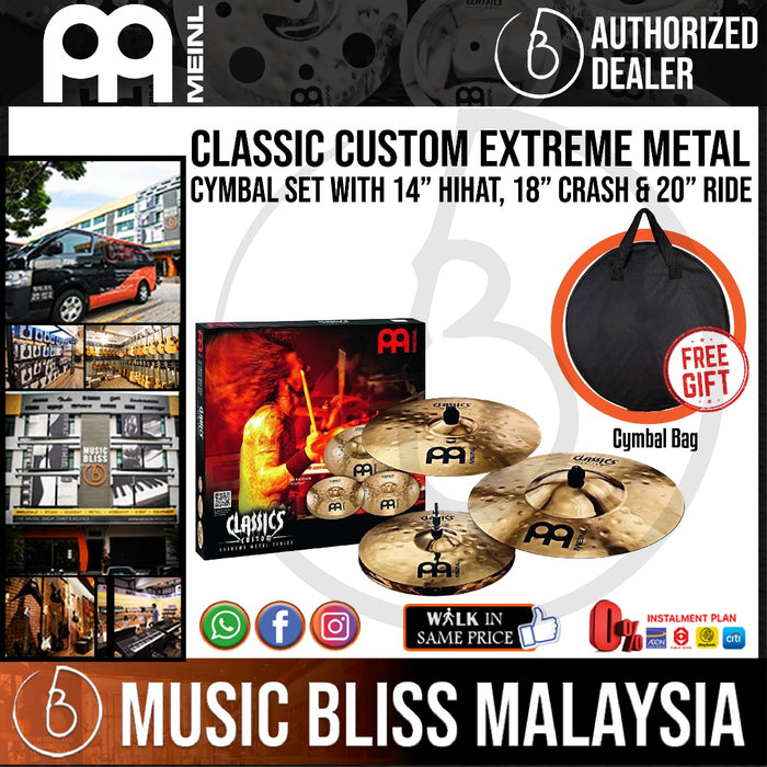 Meinl CC-EM480 Classics Custom Extreme Metal Cymbal Set with Free Cymbal Bag - Music Bliss Malaysia