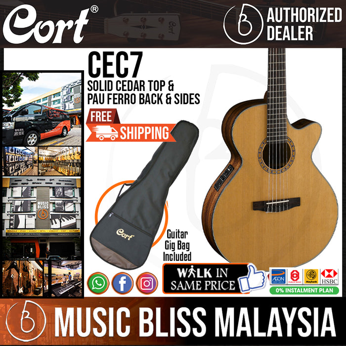 Cort CEC7 Classical Guitar with Bag - Natural - Music Bliss Malaysia