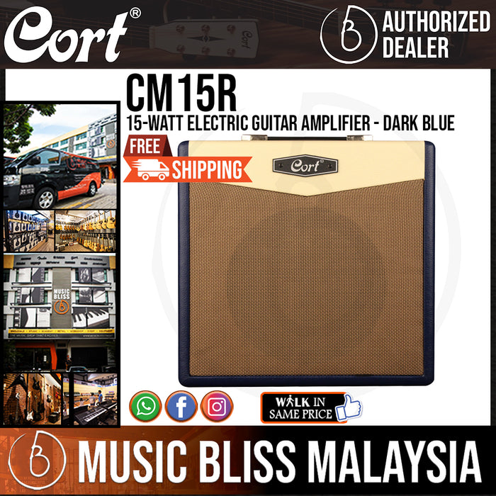 Cort CM15R 15-Watt Electric Guitar Amplifier - Dark Blue (CM-15R CM 15R) - Music Bliss Malaysia