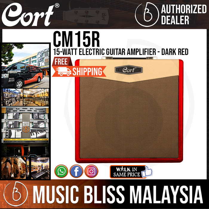 Cort CM15R 15-Watt Electric Guitar Amplifier - Dark Red (CM-15R CM 15R) - Music Bliss Malaysia