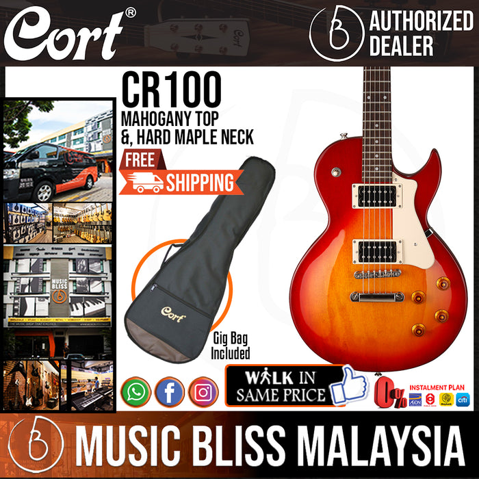 Cort CR100 Electric Guitar with Bag - Cherry Red Sunbust (CR-100 CR 100) - Music Bliss Malaysia