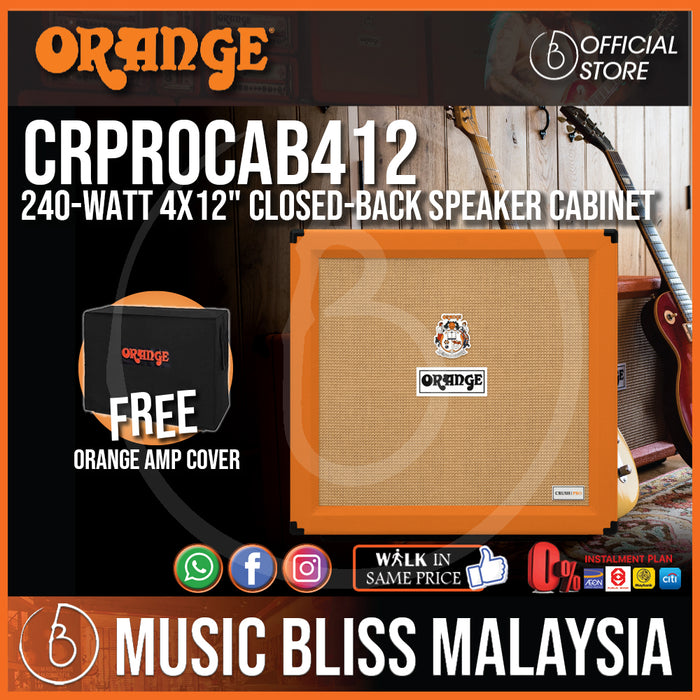 Orange Crush Pro 240-watt 4x12 Closed-back Speaker Cabinet - Orange w/ Free Cover - Music Bliss Malaysia