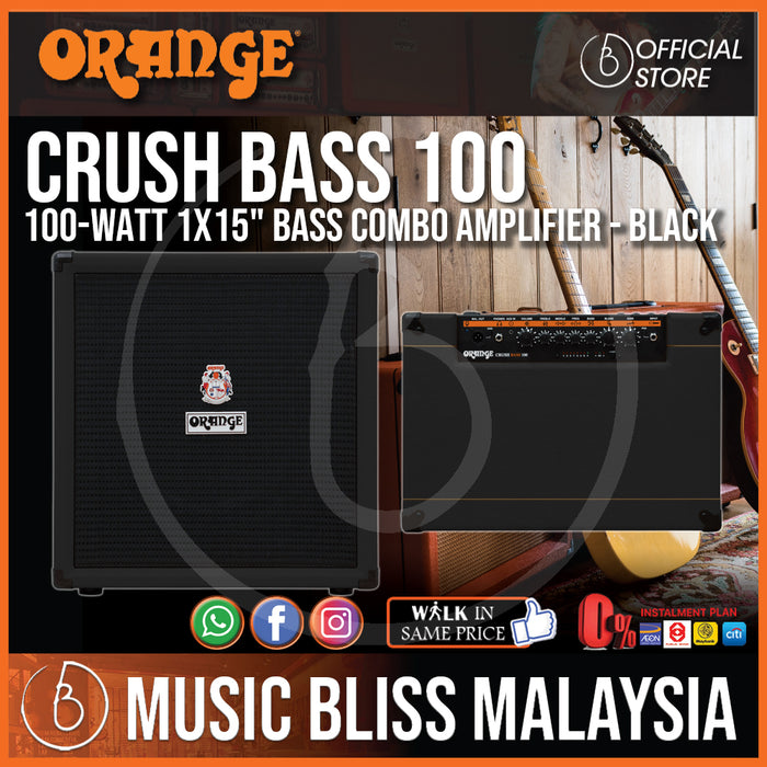 Orange Crush Bass 100 1x15 100W Bass Combo Amplifier - Black - Music Bliss Malaysia