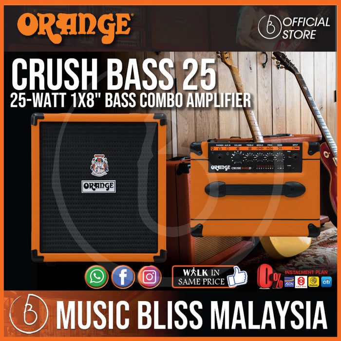 Orange Crush Bass 25 1x8 25W Bass Combo Amplifier - Music Bliss Malaysia