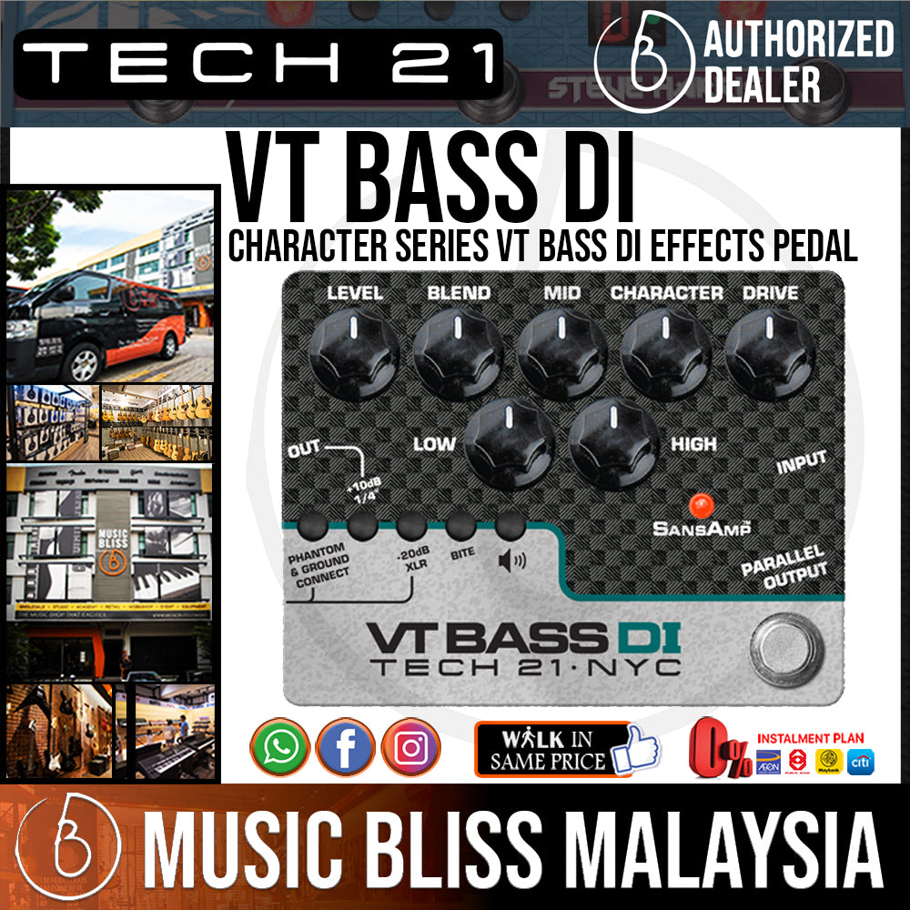 Tech 21 SansAmp Character Series VT Bass DI Effects Pedal | Music 