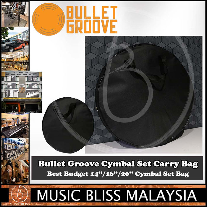 Bullet Groove Cymbal Bag, Cymbal Bag for Cymbal Sets, Hi hat, Crash & Ride Cymbal Bag, Best Budget Durable Cymbal Bag for 14 inch Hi Hat, 16 Inch Crash, 20 Inch Ride Cymbal - Music Bliss Malaysia