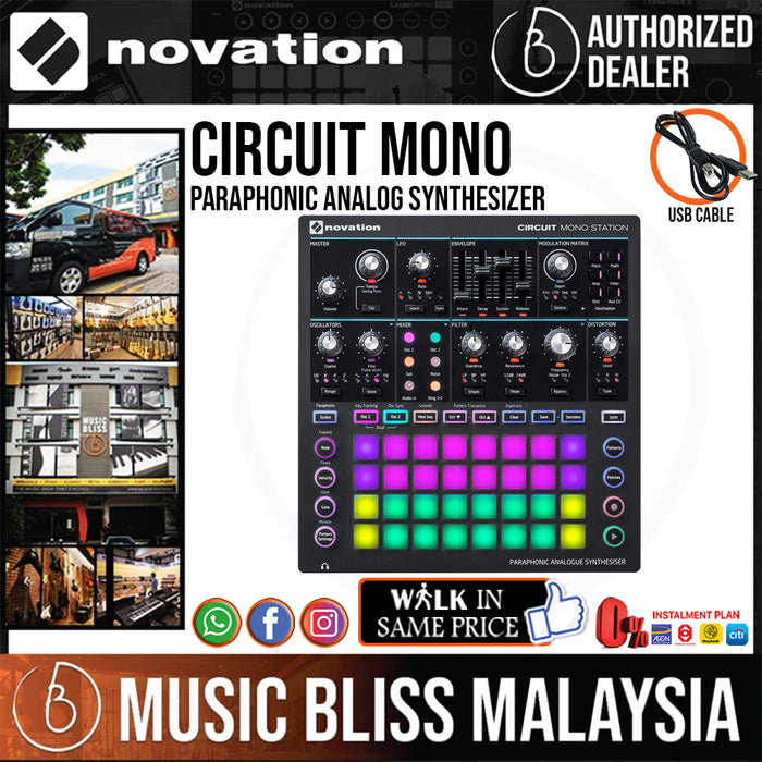Novation Circuit Mono Station Paraphonic Synthesizer With Three Sequencer - Music Bliss Malaysia