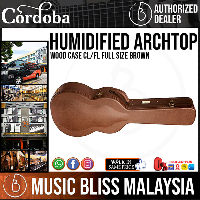 Cordoba Humidified Archtop Wood Case CL/FL Full Size Brown - Music Bliss Malaysia