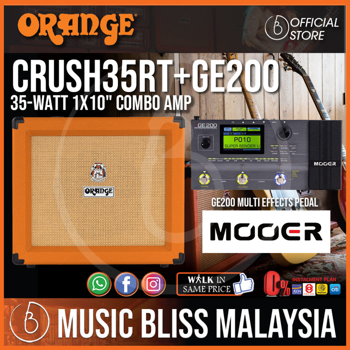Orange Crush 35RT - 35-watt 1x10" Combo Amp with Mooer GE200 Multi Effects Pedal Package - Music Bliss Malaysia