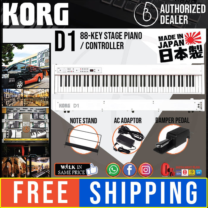 Korg D1 88-key Stage Piano / Controller - White with 0% Instalment - Music Bliss Malaysia
