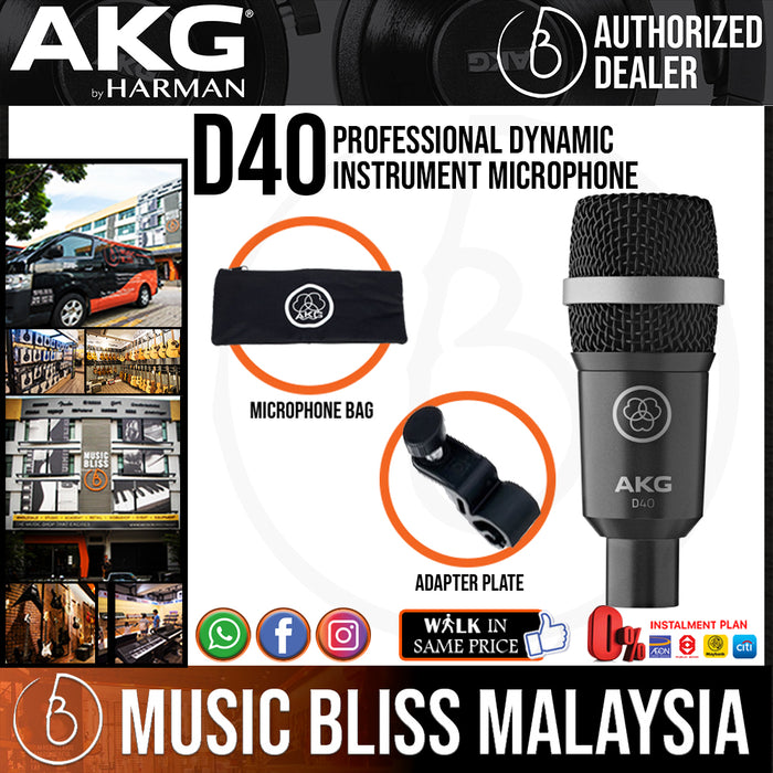 AKG D40 Professional Dynamic Instrument Microphone (D-40 / D 40) *Everyday Low Prices Promotion* - Music Bliss Malaysia