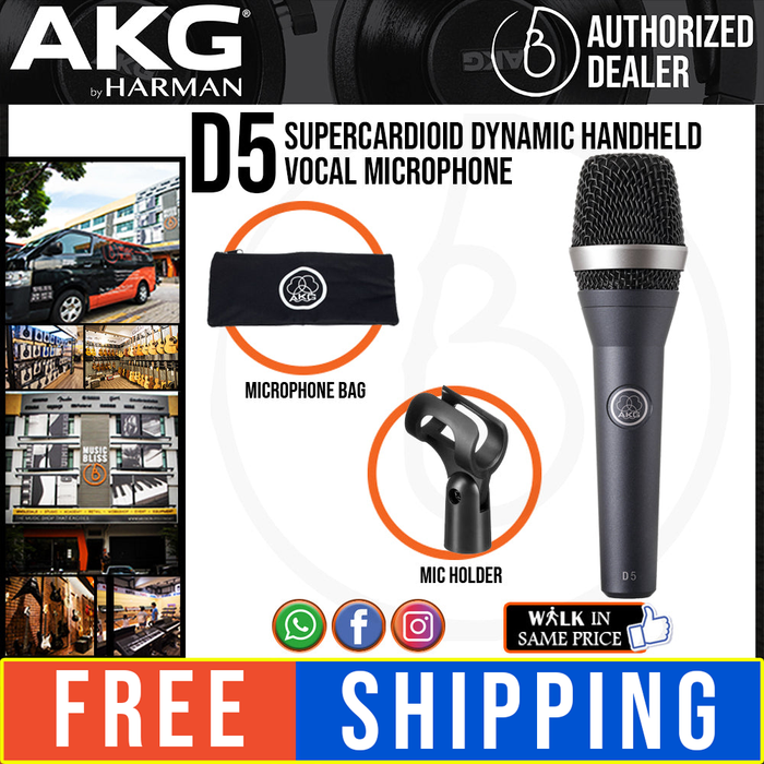AKG D5 Supercardioid Dynamic Handheld Vocal Microphone *Everyday Low Prices Promotion* - Music Bliss Malaysia