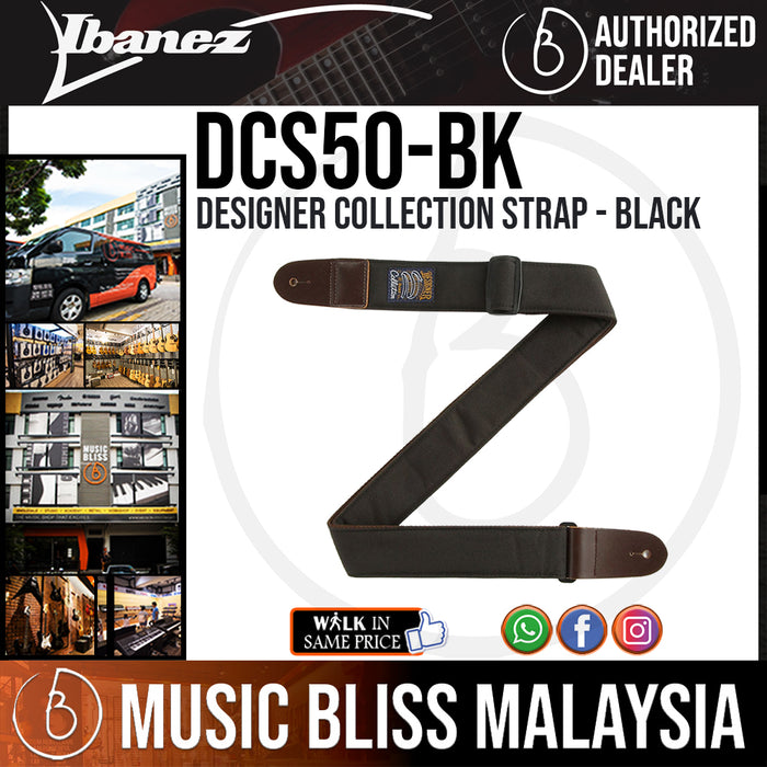 Ibanez DCS50 Designer Collection Strap, Black (DCS50-BK) - Music Bliss Malaysia