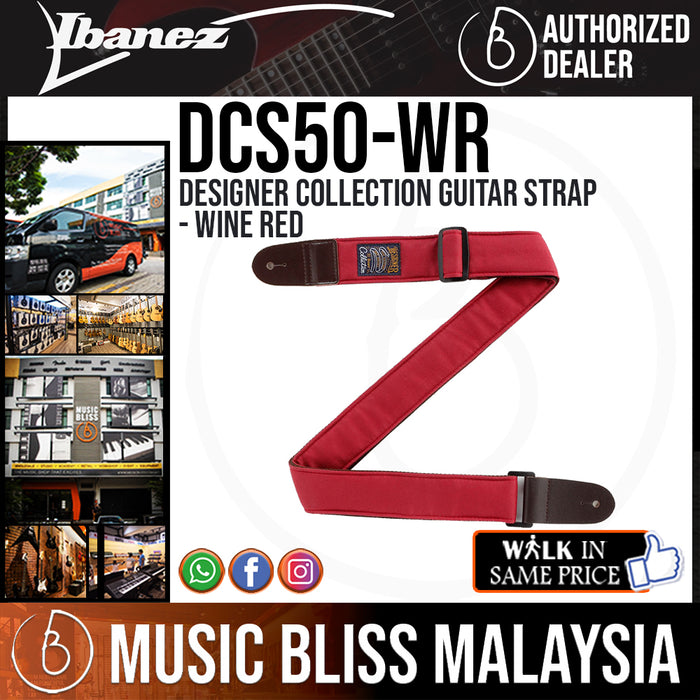 Ibanez DCS50 Designer Collection Guitar Strap - Wine Red - Music Bliss Malaysia