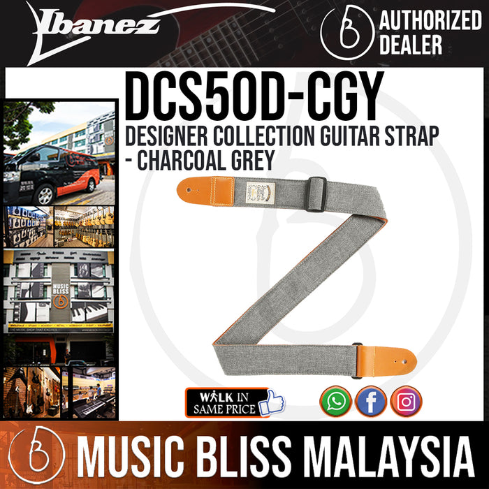 Ibanez DCS50D Designer Collection Guitar Strap, Charcoal Grey (DCS50D-CGY) - Music Bliss Malaysia