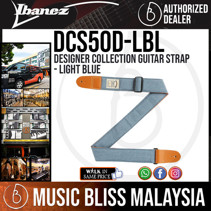 Ibanez DCS50D Designer Collection Guitar Strap, Light Blue (DCS50D-LBL) - Music Bliss Malaysia