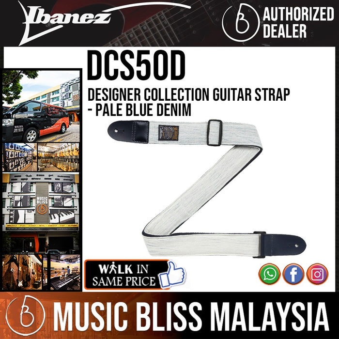 Ibanez DCS50D Designer Collection Guitar Strap - Pale Blue Denim - Music Bliss Malaysia
