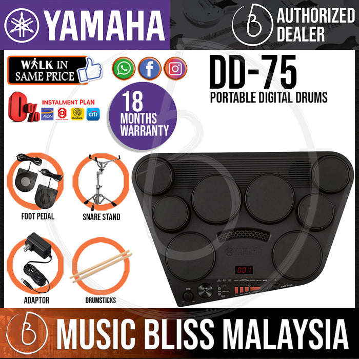 Yamaha DD75 Portable Digital Drums with Snare Stand and Adapter (DD-75 / DD 75) *Crazy Sales Promotion* - Music Bliss Malaysia